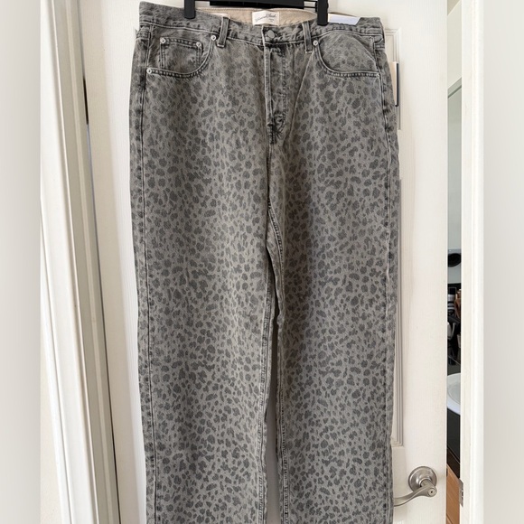 Universal Thread Denim - Universal Thread Gray Leopard Print Straight Leg Jeans